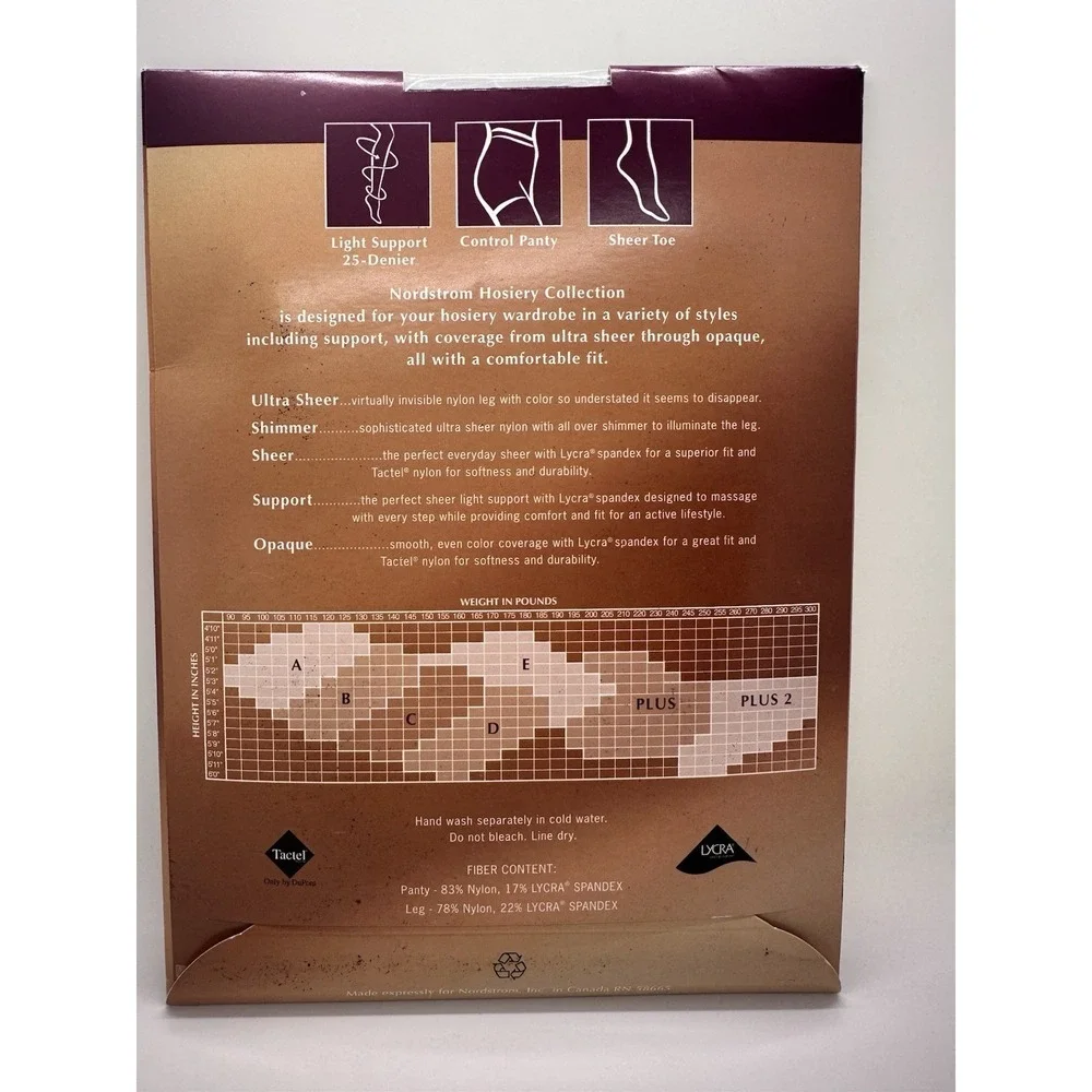 NIP Nordstrom Support Control‎ Top Pantyhose size B Black 25 Denier Leg